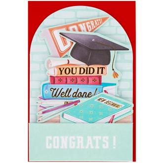 卒業カード　ＢＧＰＵ００２５　ＰｏｐＵｐ（角帽と本）