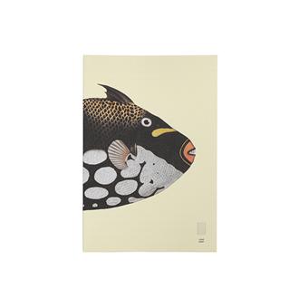 糸綴じノート　ＸＬ　横罫　リーフ（魚・黒）