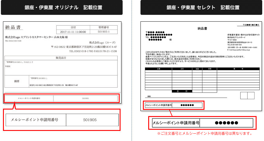 メルシーポイント申請用番号