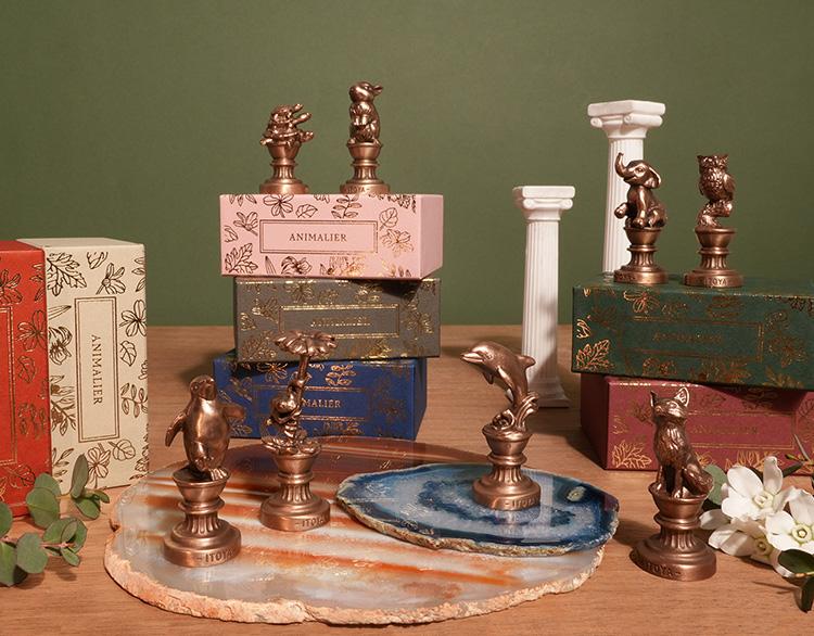 【新製品】大切な方へのメッセージに幸せを願う想いを添えて 愛らしい動物たちのブロンズ製シーリングスタンプ〈アニマリエ〉