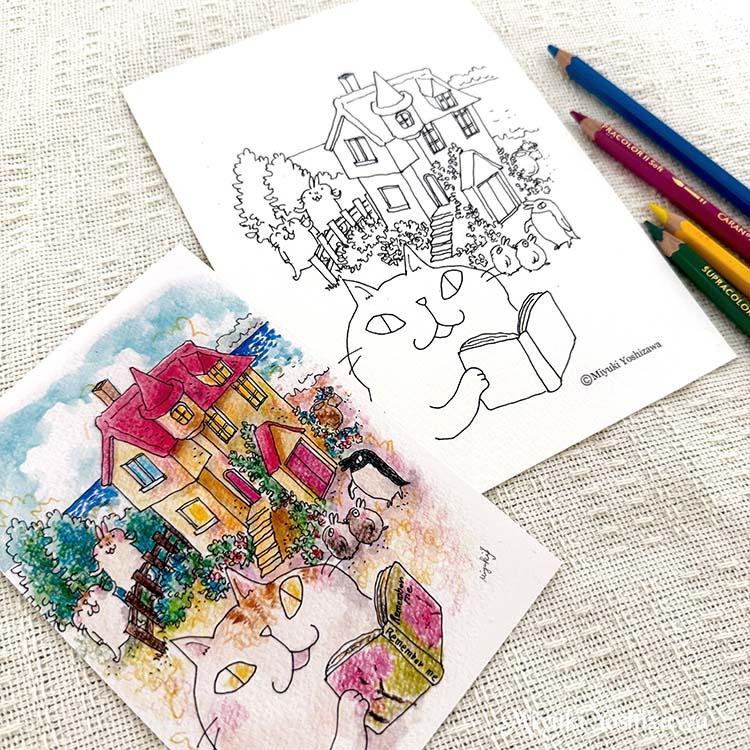 カランダッシュ銀座ブティック 2階 水彩画のように塗る「大人の塗り絵