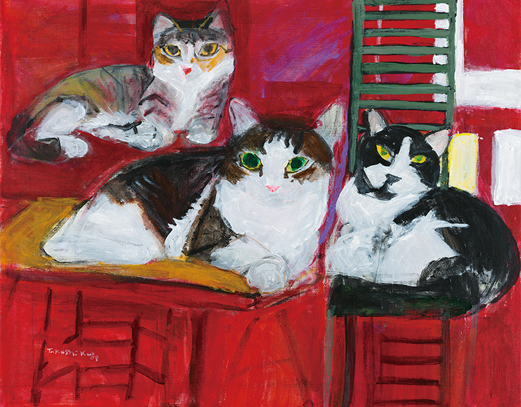 絵画。原画手描【週末、猫ちゃんたちのコーヒーとパンのパーティー】 絵画。原画手描【週末、猫ちゃんたちのコーヒーとパンのパーティー】
